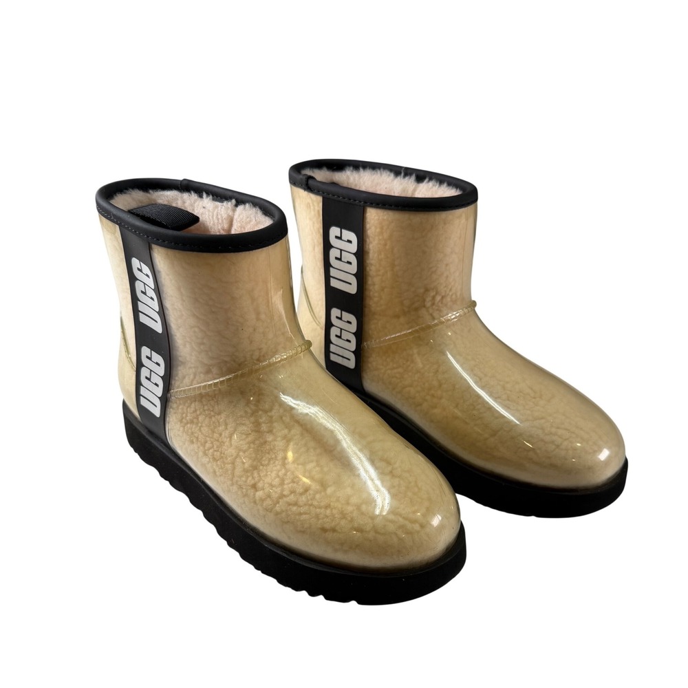 UGG Classic Clear Mini Waterproof Shearling Boots Natural Women's Size 7